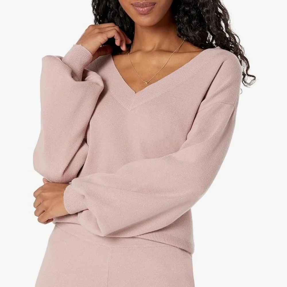 The Drop Women's Mia Bell-Sleeve Deep V-Neck Supersoft Sweater LOT OF TWO Sz M - Picture 2 of 10